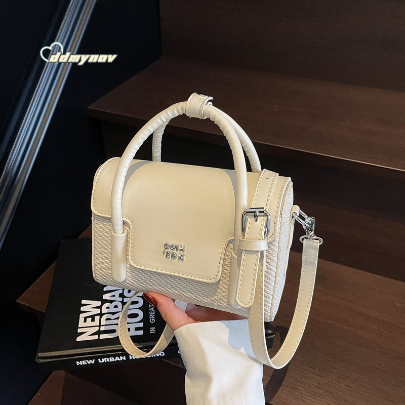 Niche Handheld Small Square for Women 2025 Spring Simple Versatile Color-Block Commuter Shoulder Crossbody Bag ddmynov ddmynov