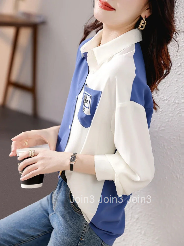 Spring and Woman Top Autumn Pattern with Designs V Neck Shirts Blouses for Women Korean Reviews Clothes Tunic 2025 S New Style