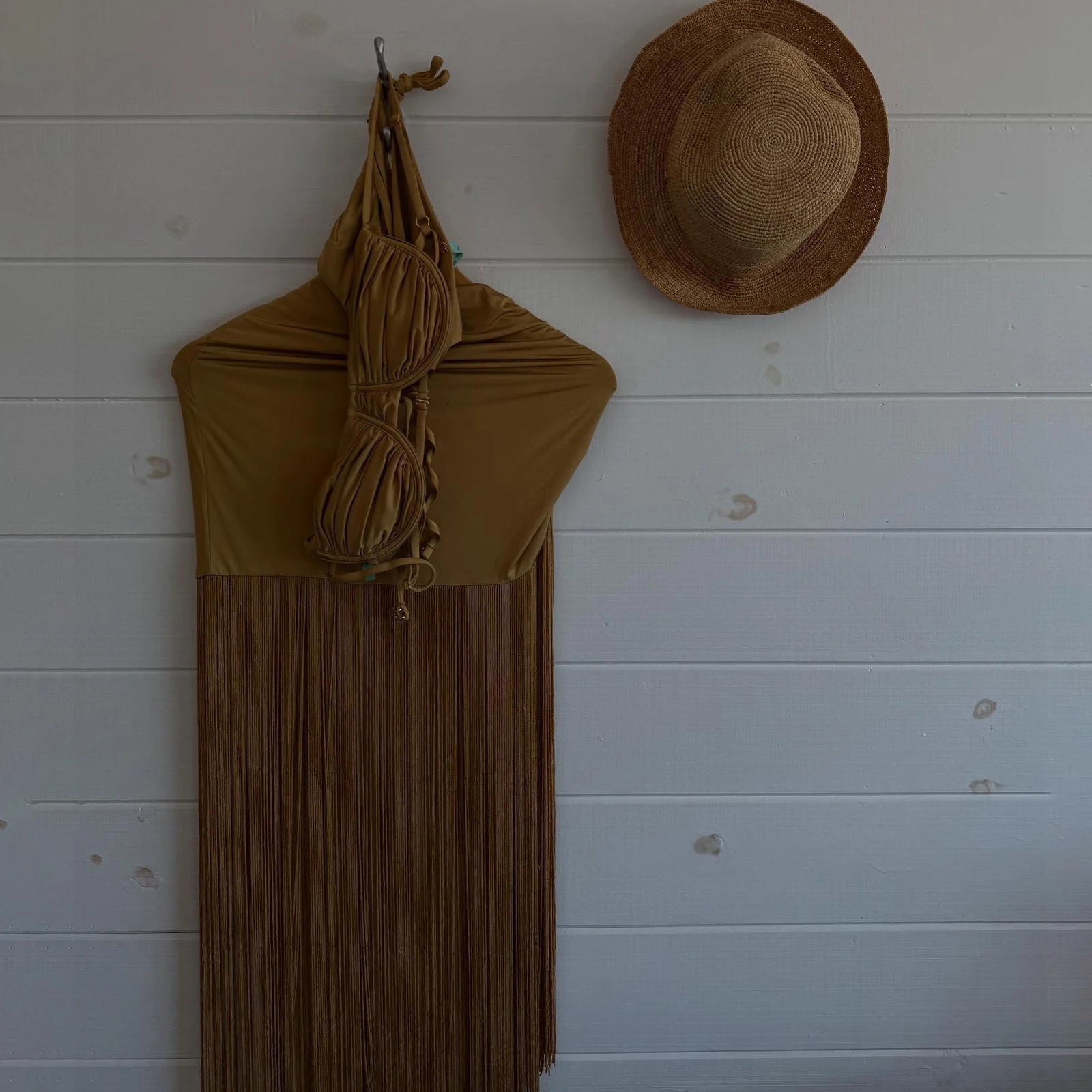 3Pcs Push Up Bikini With Tassels Skirt Sexy Women Swimsuit Female Swimwear Gloden Swim Suits Cut Out Biquini Bodysuit Beachwear 250614