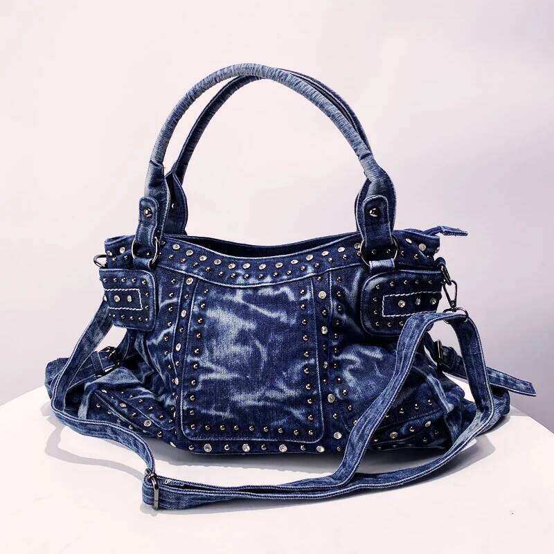 Women's Bags Designer Large Capacity Denim Cloth Tote Bags For Women Designer Handbag Purse New In Mosaic Rivet Imitation Dia Shoulder