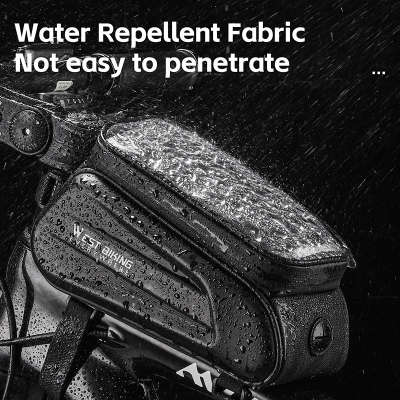 WEST BIKING 7.0 Inch Bike Phone Touch Screen Bag Bicycle Reflective Top Tube Bag EVA Hard Shell Water Repellent Front Frame Bags 250610