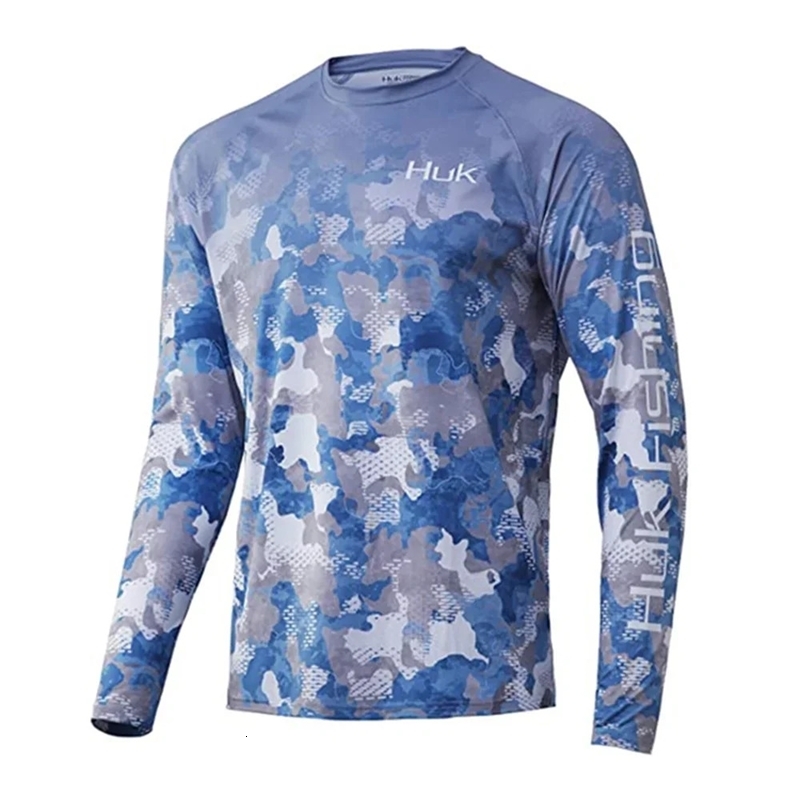 HUK Fishing Shirt Long Sleeve UV Protection Men Outdoor Summer Fishing Clothing Performance Jersey Mens Fishing Apparel UPF 50 250603
