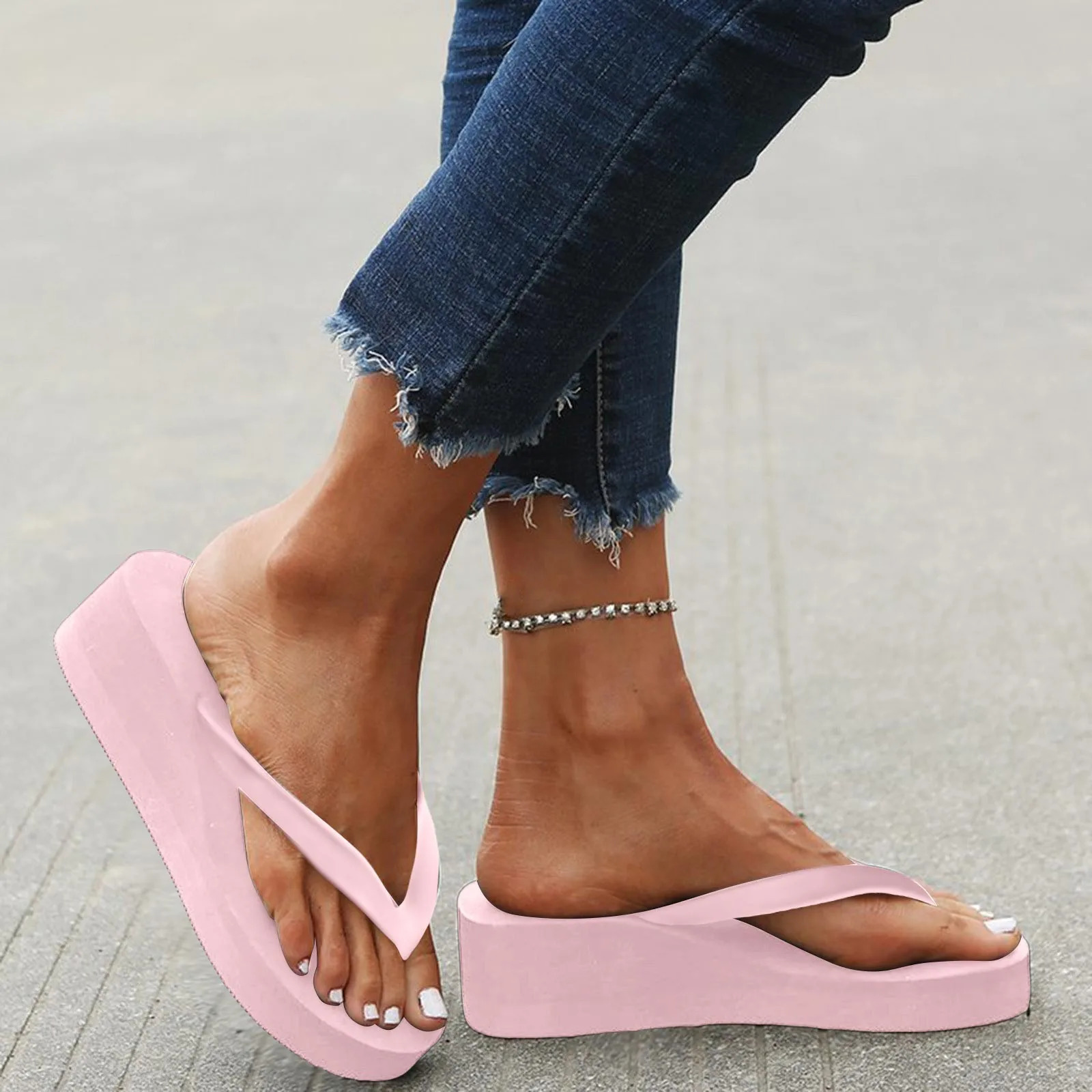 WomenS Thong Slippers Summer Platform Slope Heel Wedges Bohemian Beach Shoes Slippers Sandals Memory Foam Flip Flops Rain Boots 250614