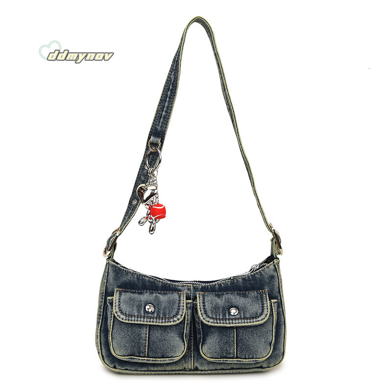 Vintage Denim Fabric Underarm Bag for Women 2025 Summer New Fashion Versatile Commuter Shoulder Handbag ddmynov ddmynov