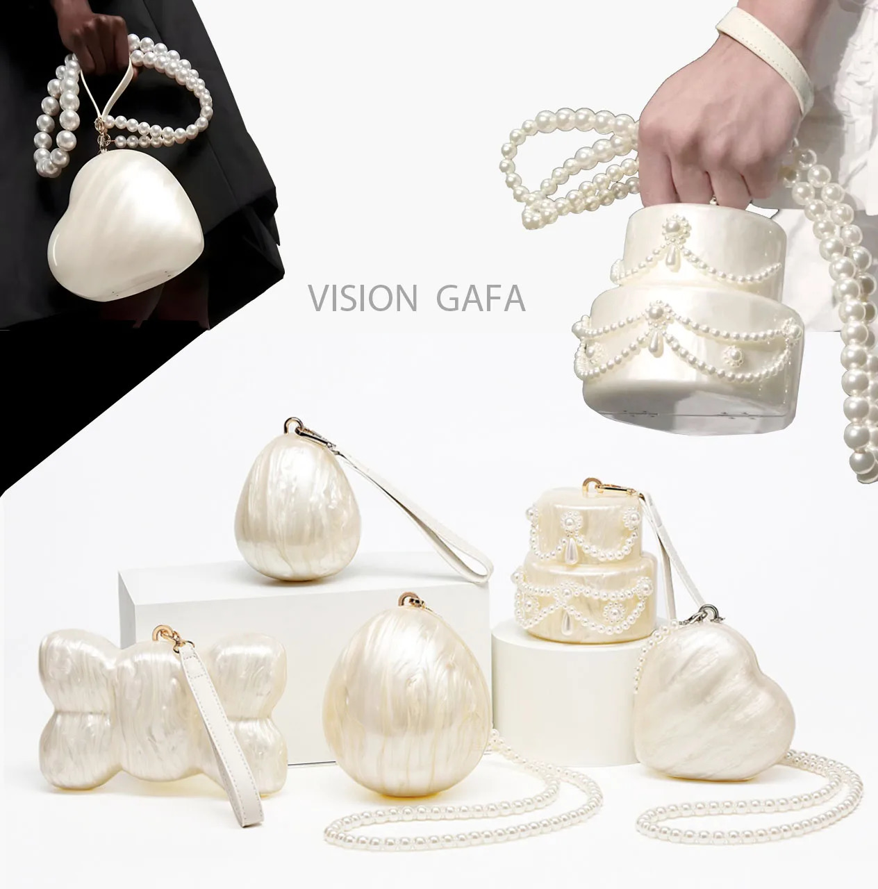 Summer Womens Acrylic Bag Fashion Ladies Wedding Banquet Handbag Creative Adult Girls Pearl Chain Party Phone 250614