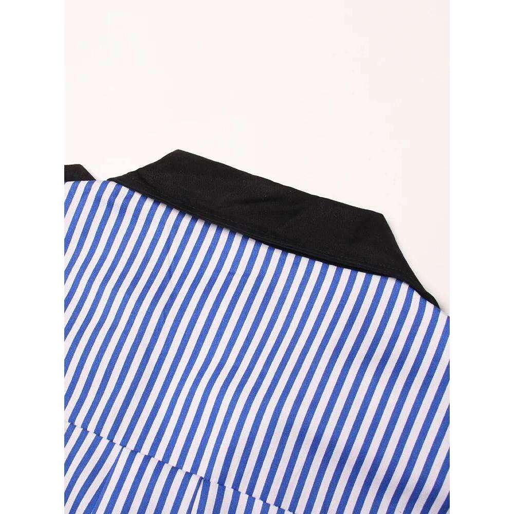 VGH Patchwork Belt Casual Striped Trench For Women Lapel Long Sleeve Spliced Double Breasted Minimalist Loose Coats Female New