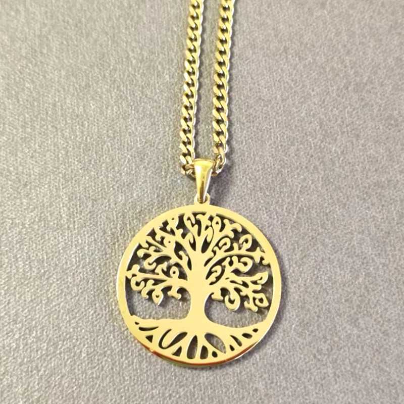 10pcs Tree of Life Pendant Stainless Steel Necklace 2 Colors Women Men Amulet Neck Chain Jewelry collar aol de la vida W250616