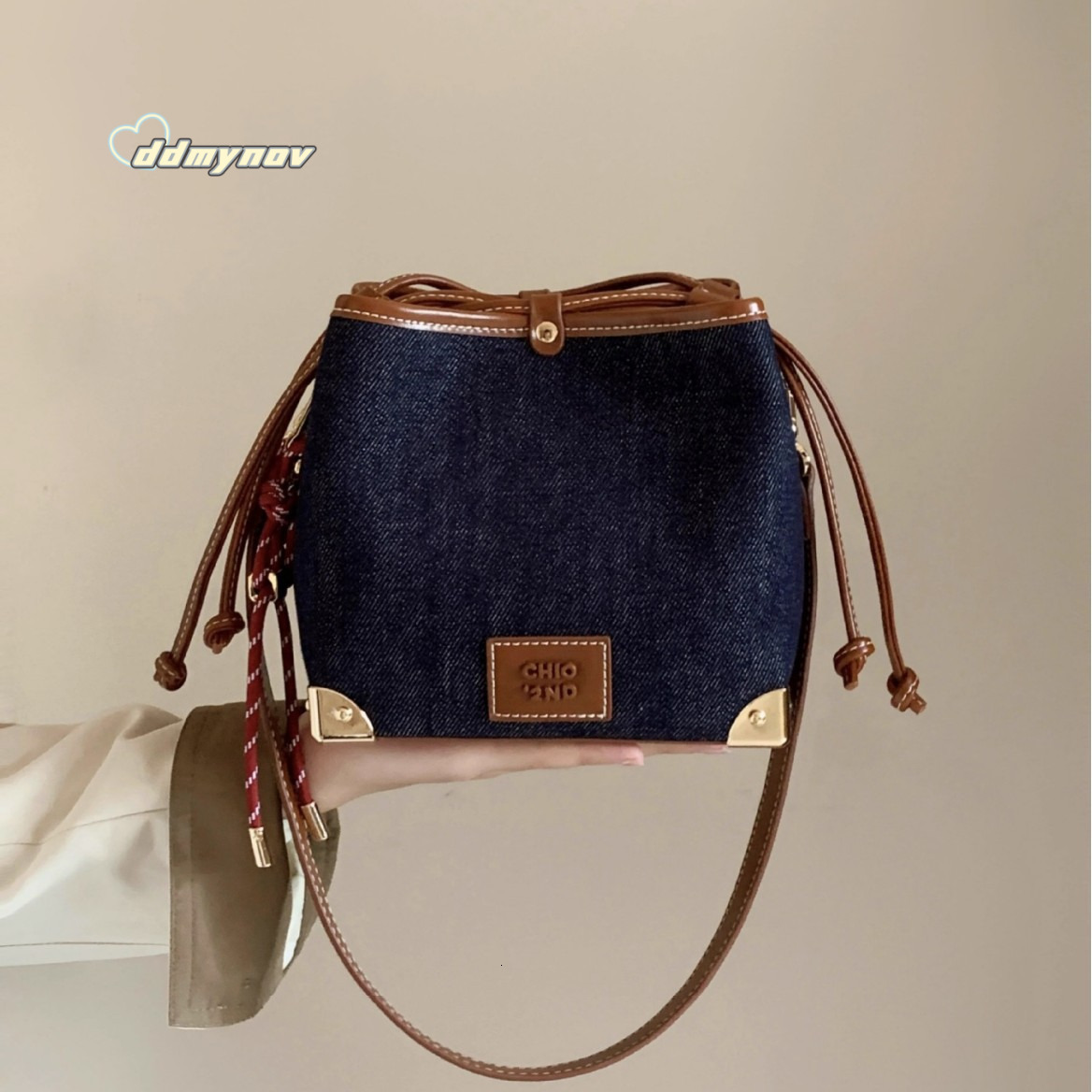 Nanfeng Chio2nd Denim Holiday Bucket Women 2024 New Versatile Shoulder Crossbody Small Bag for All Seasons ddmynov