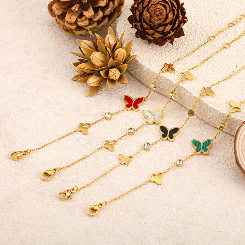 Fashionable Light Dia-Studded Shell Butterfly Bracelet for Women, Simple Titanium Steel, Non-Fading, Versatile, High-End Sense Jewelry