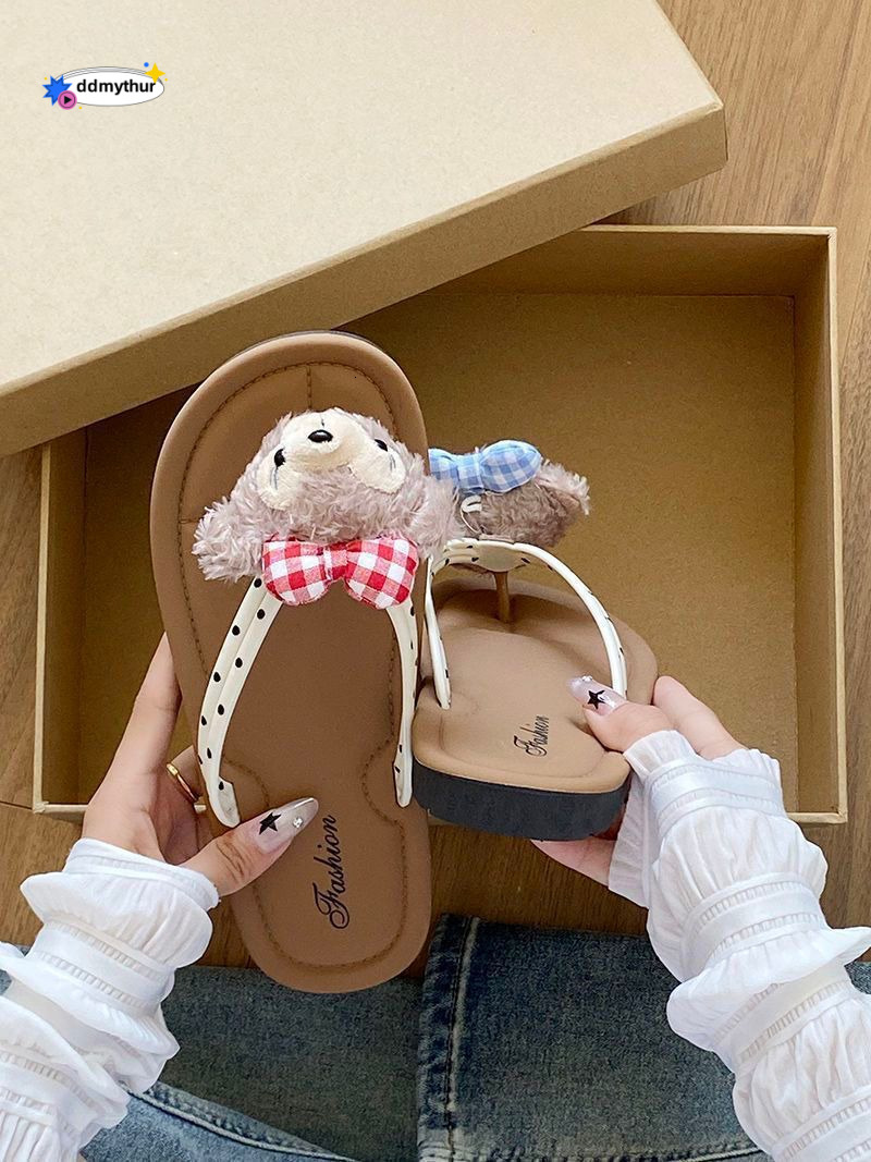Cartoon Cute Women's Flip-Flops Summer Outdoor Soft Sole Fashion 2024 New Versatile Internet Celebrity Ins Sandals ddmythur
