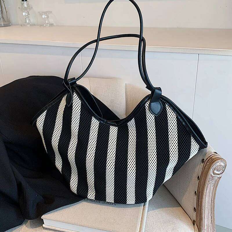 Oversize Storage Shopping For Women Summer Straw Beach Large Capacity Basket Shopper Bag Designer Striped Handbag