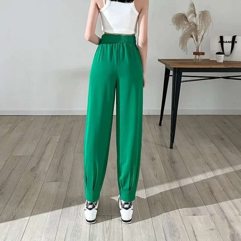 High Waist Female Trousers Korean Fashion Womens Pants With Pockets Chic and Elegant One Size Original Outfits Casual Quality G
