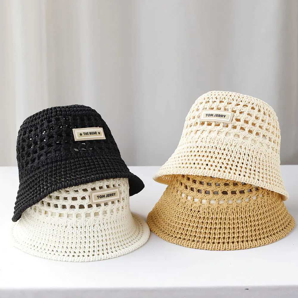 2025 Women Bucket Hat Summer Hollow Out Thin Breathable Sun Hat Female Beach Panama Cap Fold Outdoor Leisure Fisherman Hat M250616