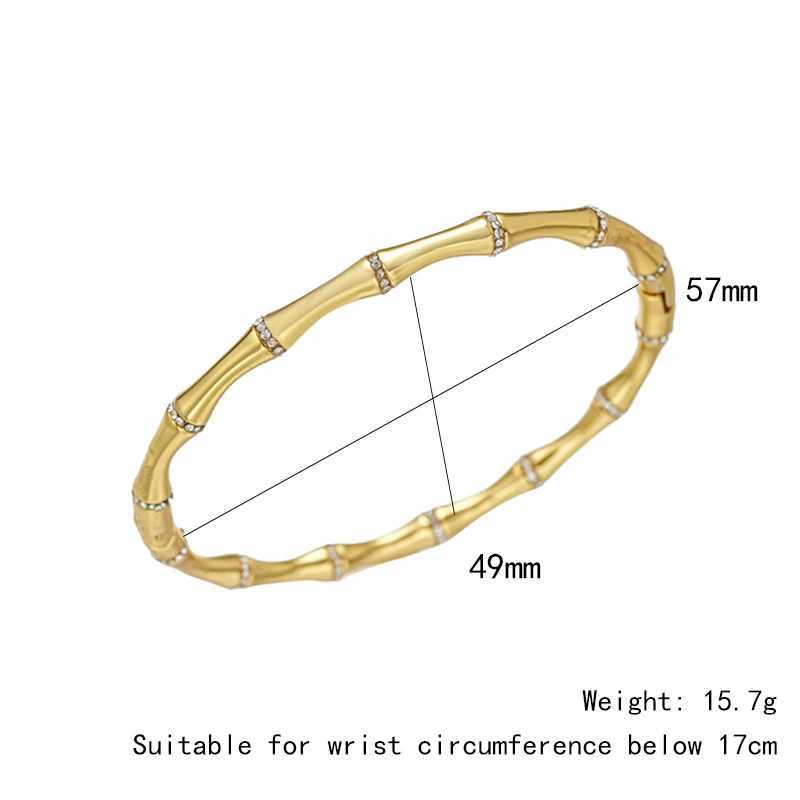 FYSARA Bamboo Design Stainless Steel for Women Men Zircon Titanium Steel Rhinestone Jewelry Accessories Gift Z250616