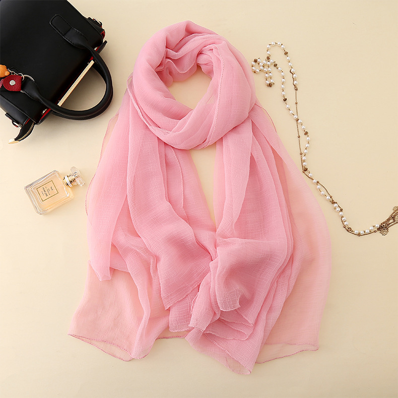 K1038 New beach towel solid color crocodile wrinkled scarf women's outdoor sun protection shawl long imitation silk scarf wholesale