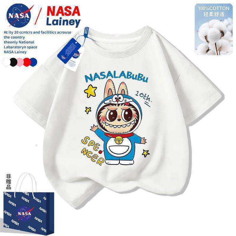 NASA Short Sleeve Unisex Children's Clothing Labubu Summer New Cartoon T-Shirt Cute Versatile Top
