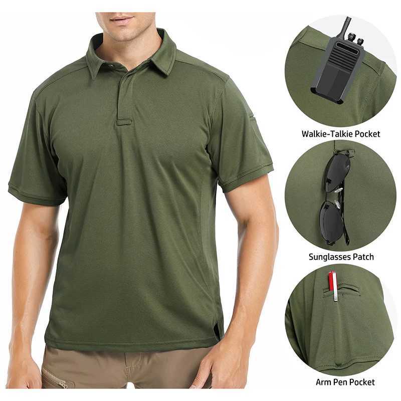 Mens Short Sleeve Tactical Shirt Performance Outdoor Polo Shirt Summer UPF 50+ Breathable Fishing Golf Hiking Shirt USA Size W250616
