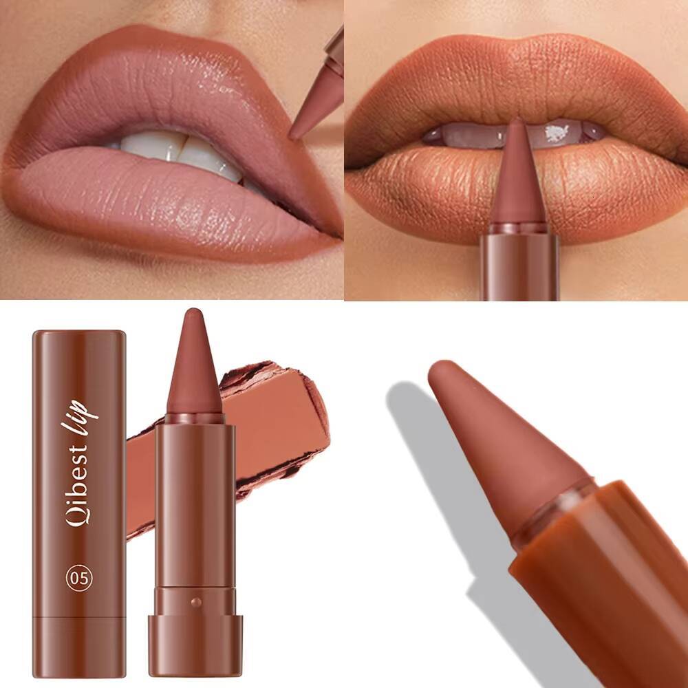 Matte Sexy Red Lipstick Velvet Gradient Twist-Up Lip Liner Waterproof Easy Color Contouring Tint Lipliner Crayon Lipgloss Makeup happy