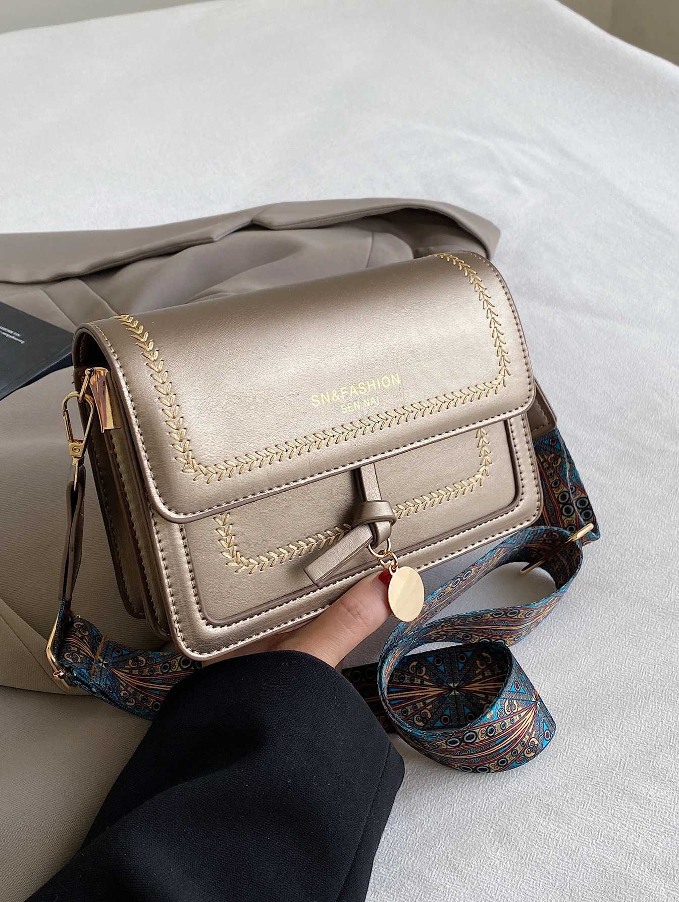 Fashionable Bag for Women Versatile New Crossbody Bag Casual Contrasting Color Small Square Bag Wide Shoulder Strap XJ2520616