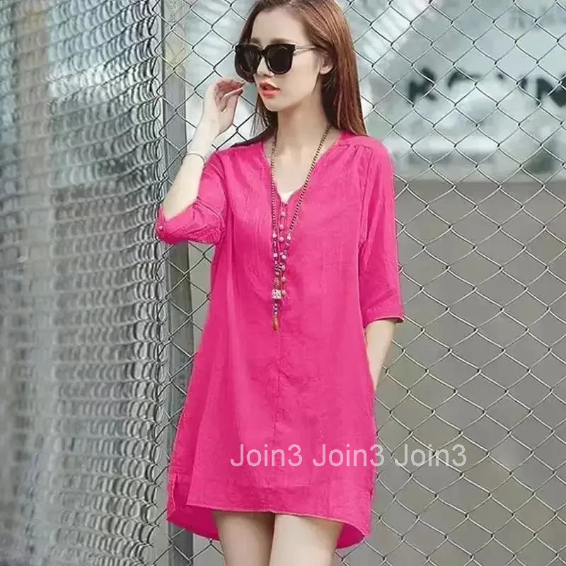 Woman Dress Midi Soft Dresses for Women Loose Holiday Beach Retro Trendy Hot 2025 Fashion Summer Xxl Harajuku on Sale Clearance