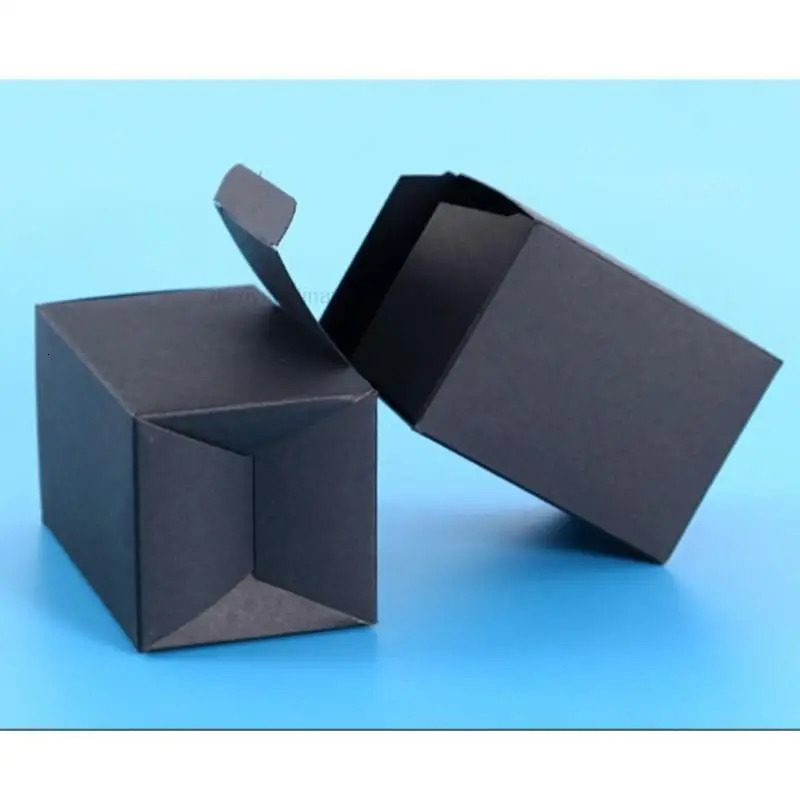 50pcs/lot 3x3 4x4 5x5 ~10x10cm Black Color CardPaper Box Comestic Perfume Essential Oil Bottle Packaging For bottles Tube 250613