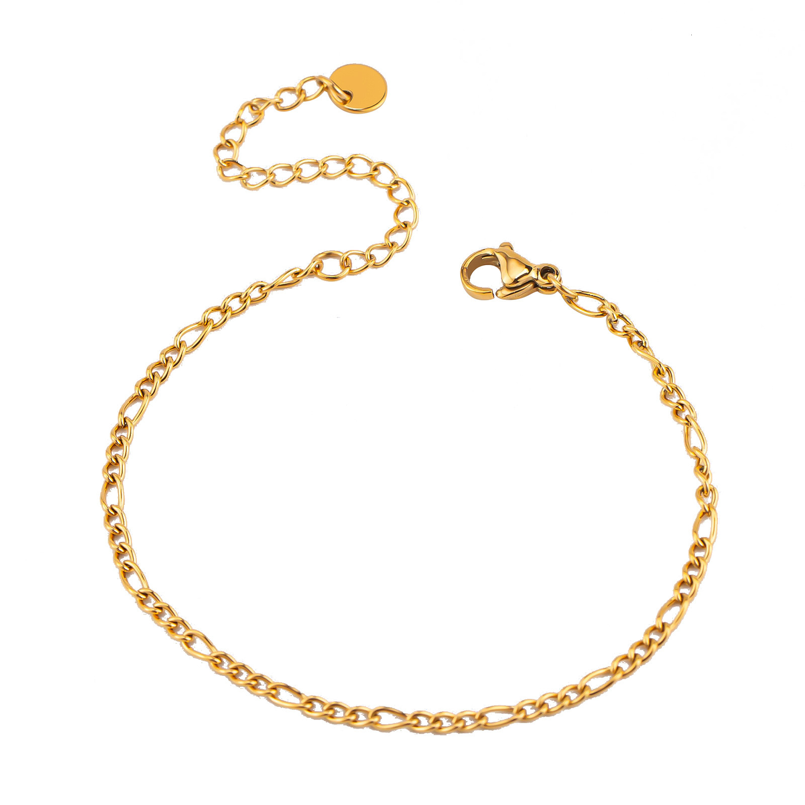 Fashion Light Gold Simple Versatile Plain Chain Bracelet for Women Design Titanium Steel Non-Fading Jewelry