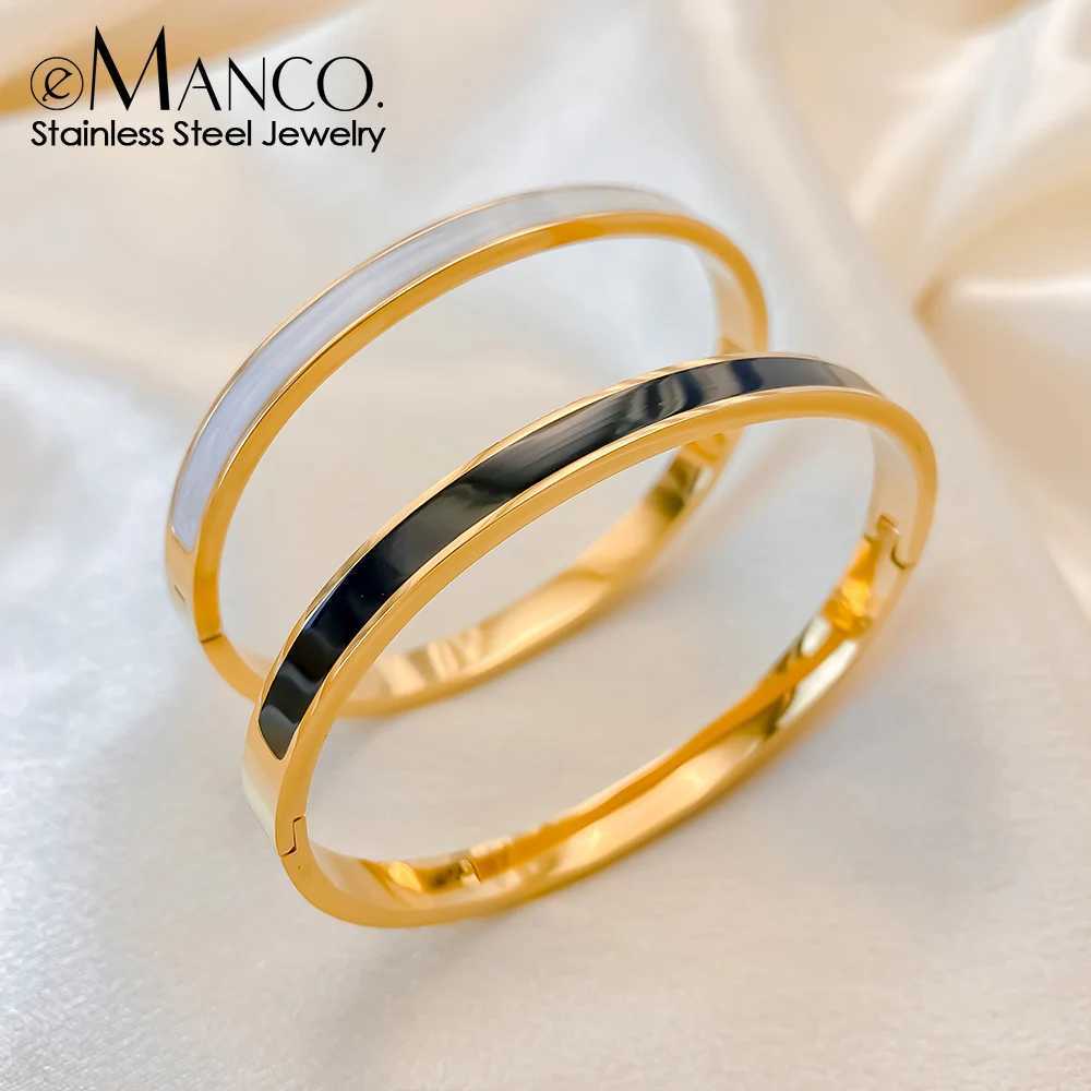 eManco Luxury monochrome Enamel Bangles for Women Party Gift Fashion Bangle Original Stainless Steel Jewelry Z250616