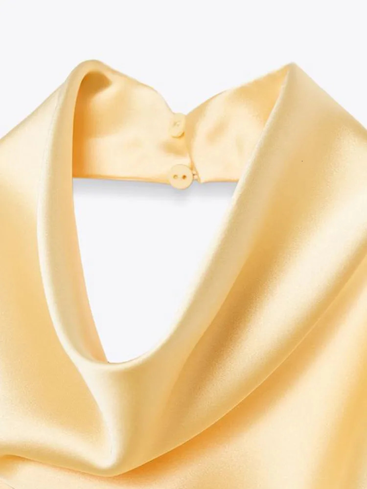 Women Halter Top Solid Satin Backless Slip Tank Top Casual Office Ladies Off Shoulder Evening Party Vest 2025 Spring Fashion 250614