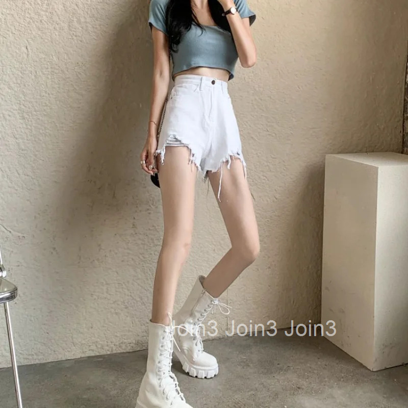 Womens Shorts White Short Pants for Woman To Wear Sexy Ripped Denim Jeans High Waist Classic Korean Style New In Trend 2025 XL