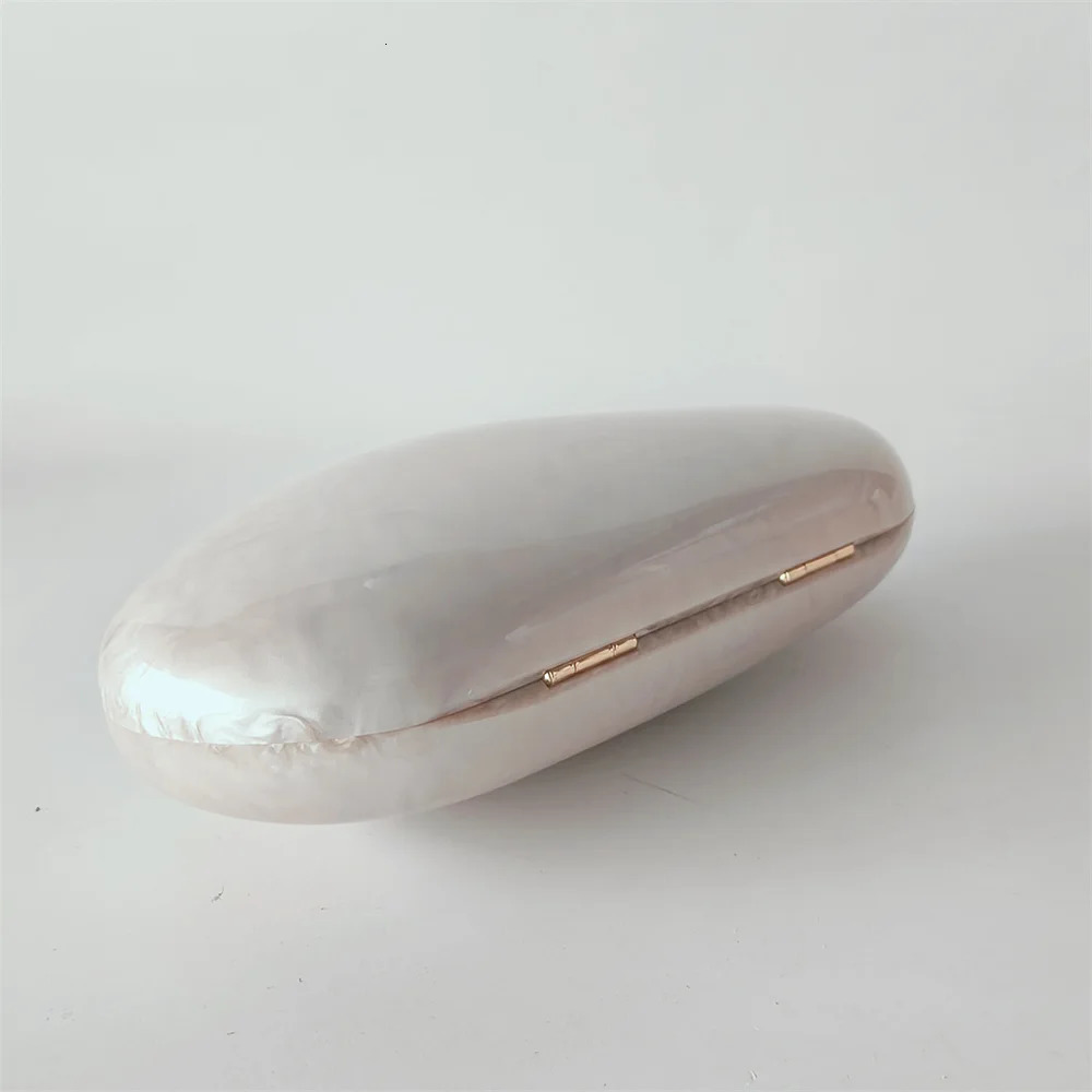 Marble Egg Shape Clutch Bag Acrylic Purse Women Wedding Evening Party Cute Ivory Beach Mini Summer Pearl Lady And Handbag 250614