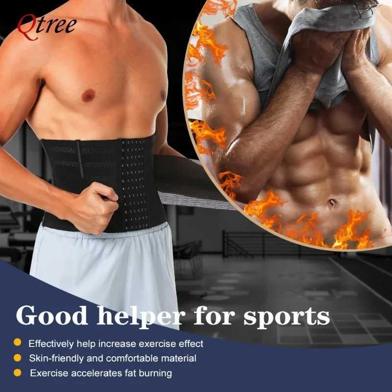 Qtree Neoprene Waist Trainer Belt Compression Body Shaper Men Slim Belts Slimming Weight Loss Belly Trimmer Sauna Sweat Corset W250616