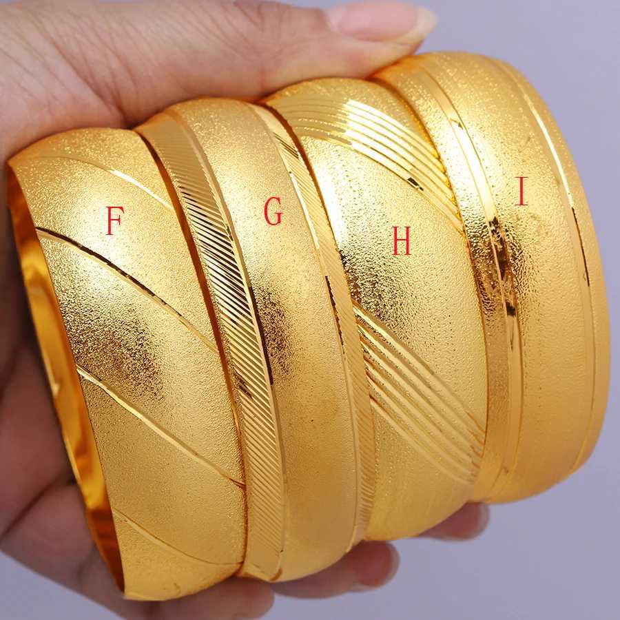Newest Big Wide Ethiopian Bangle / Gold Color Bangles Dubai African Men Women Jewelry Z250616