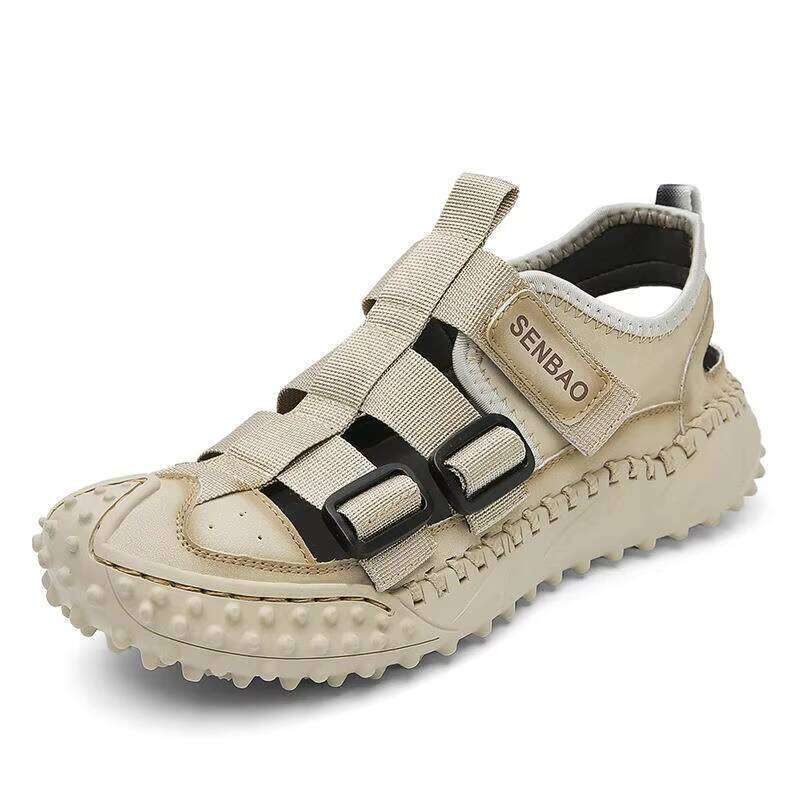 Sandals Beach Shoes New Hollow Casual 2023 Summer Men's Large Size Breathable Leather Outdoor Rubber Running Sneakers