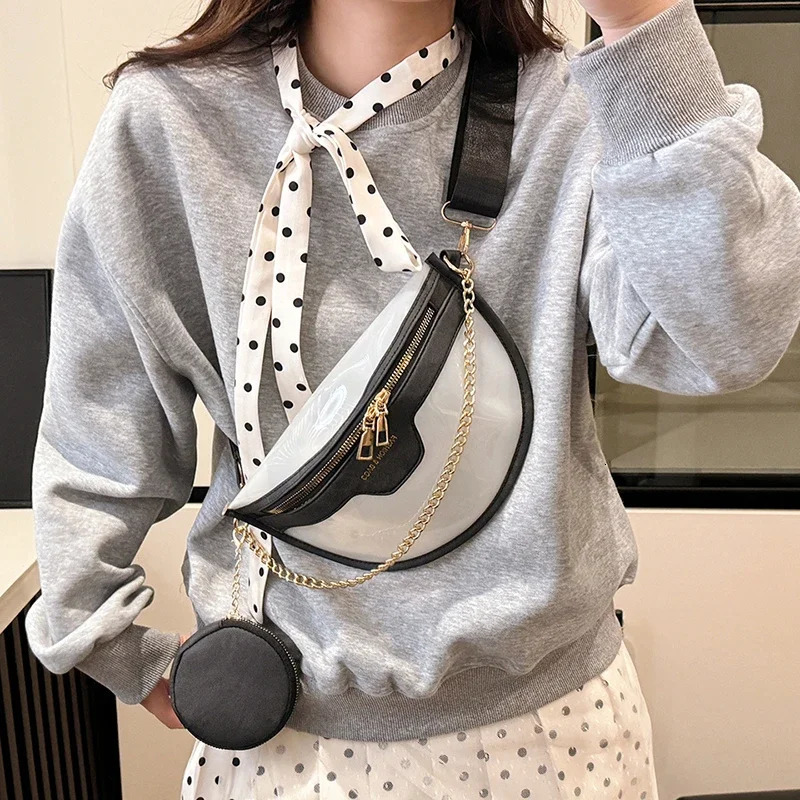 Chain Waist Bag Fashion Jelly High Quality PVC Waterproof Handbag Designer Saddle Crossbody Chest Hip Purse 250614