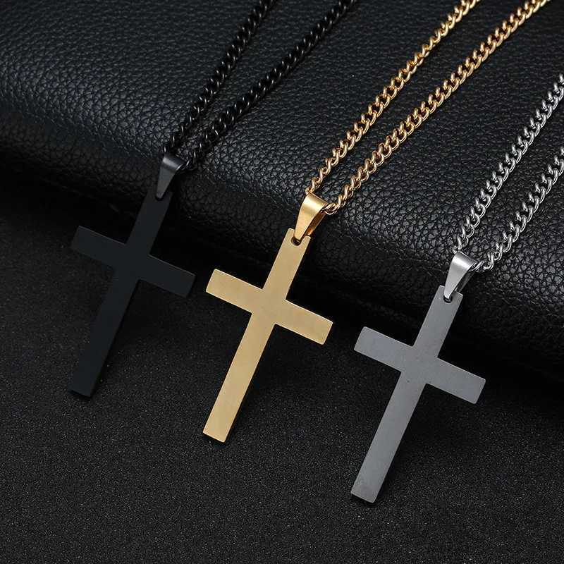 Hip Hop Black Cross Pendant Halloween Thin Chain 60cm Sweater Chain Mens And Womens Party Accessories W250616