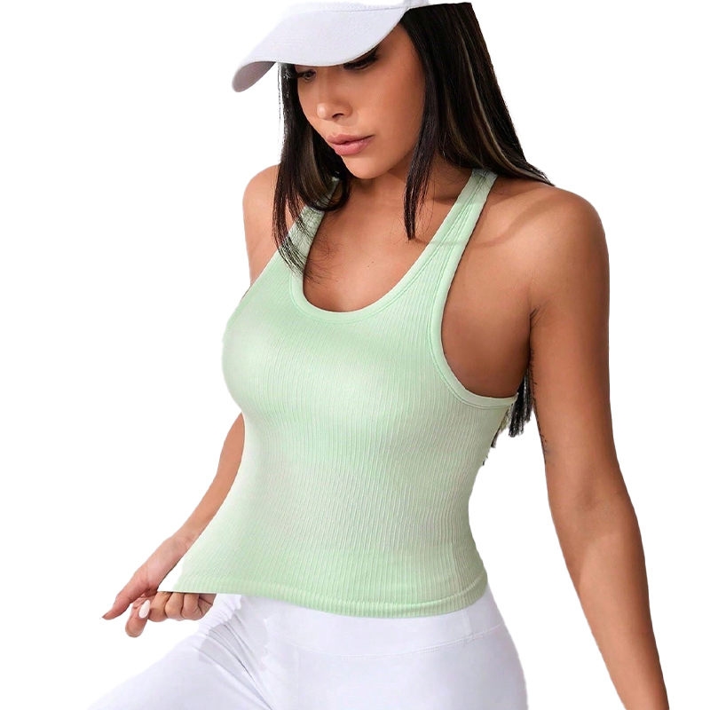 Breathable Threaded Yoga Tank Top with Built in Support for Women