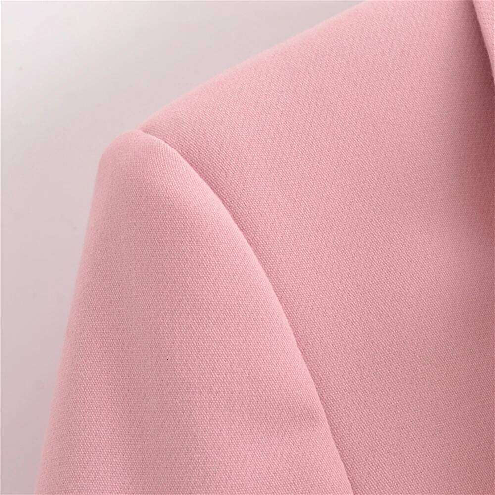 2025 Autumn New Product Women's Fashion Casual Solid Color Slimming Collar Pocket Decoration Long Sleeve Suit Coat