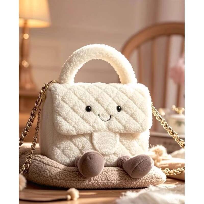Hot selling New small fragrance Lingge chain hair new handbag wearing fly bag plush animal toy girl birthday gift designer bag
