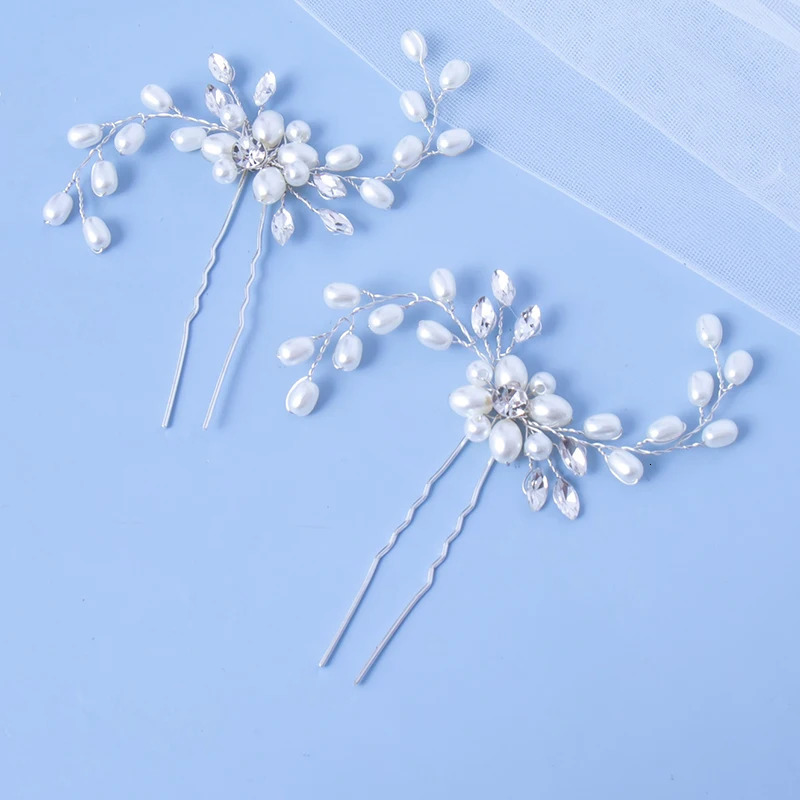 Brides hair ornament Crystal Women Brid hair comb Pearl comb wedding headdress Silver Color Pearl Crystal Wedding Hair Combs 250610