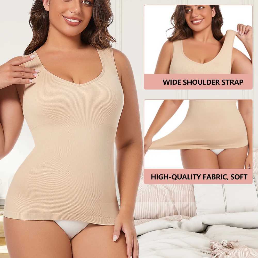 Womens V-neck Shaper Tank Top S-3XL Tummy Control Shapewear Vest New Thin Waist Underwear Solid Color Body Shaper New in W250616