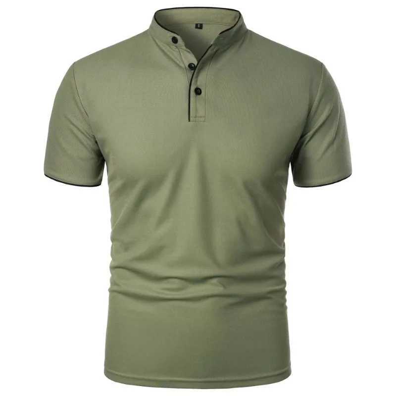 New Mens Short Sleeve Collar Polo Shirts Summer Solid Color Casual Polo Shirt Trendy Breathable Loose Basic Splice Oversize Top W250616
