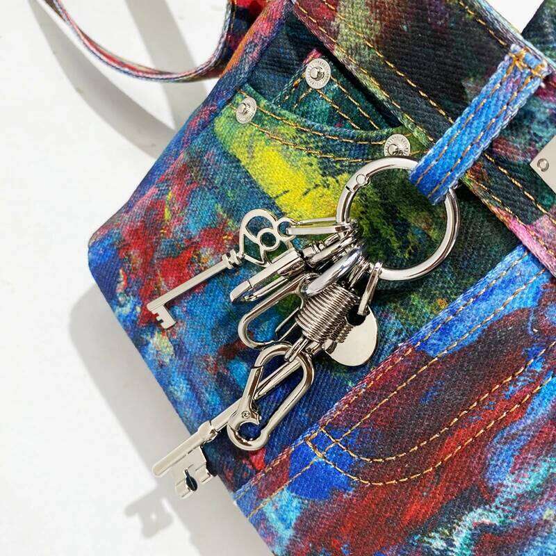 Women's Bags Designer Casual Rainbow Small Denim Bags For Women Designer Handbags Purses New In Washing Process Key Pendant Cloth Shoulder