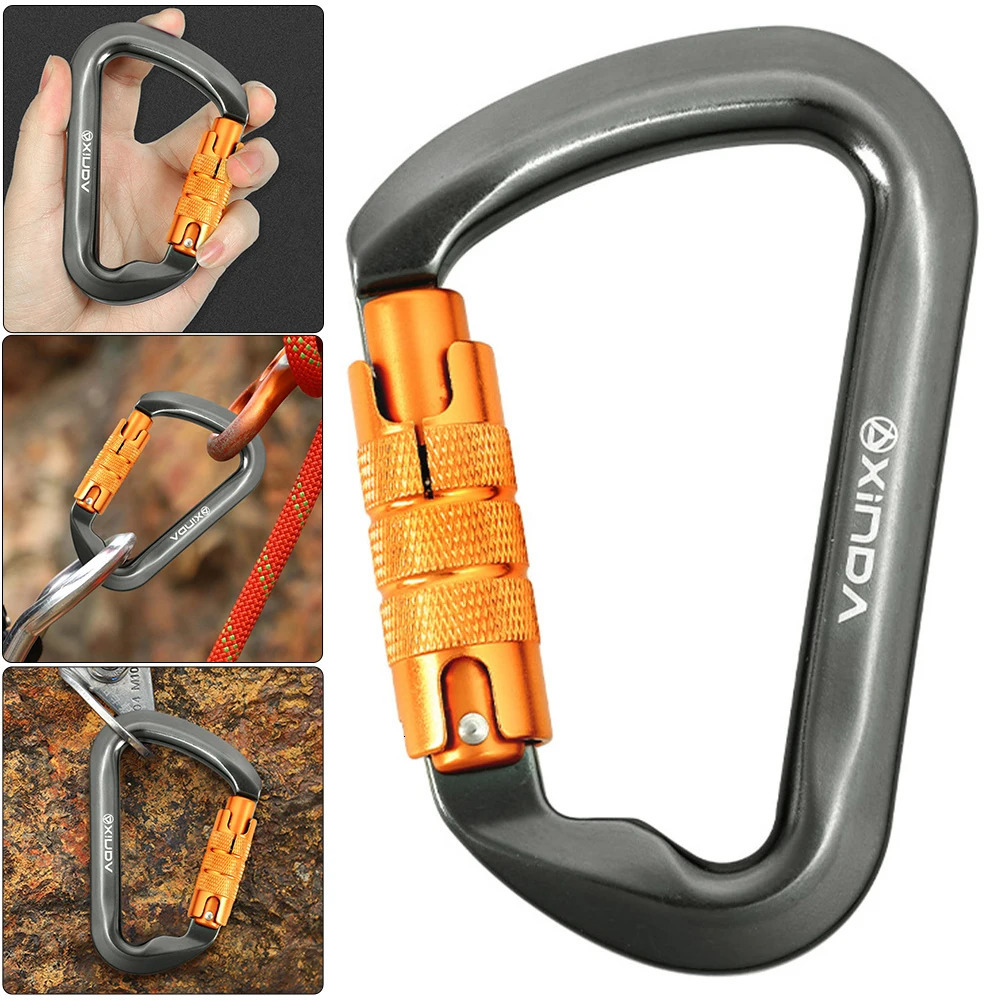 30kN DShaped Carabiners Heavy Duty Rock Climbing Carabiner Caribeaner Clips for Rappelling and Mountaineering 250611