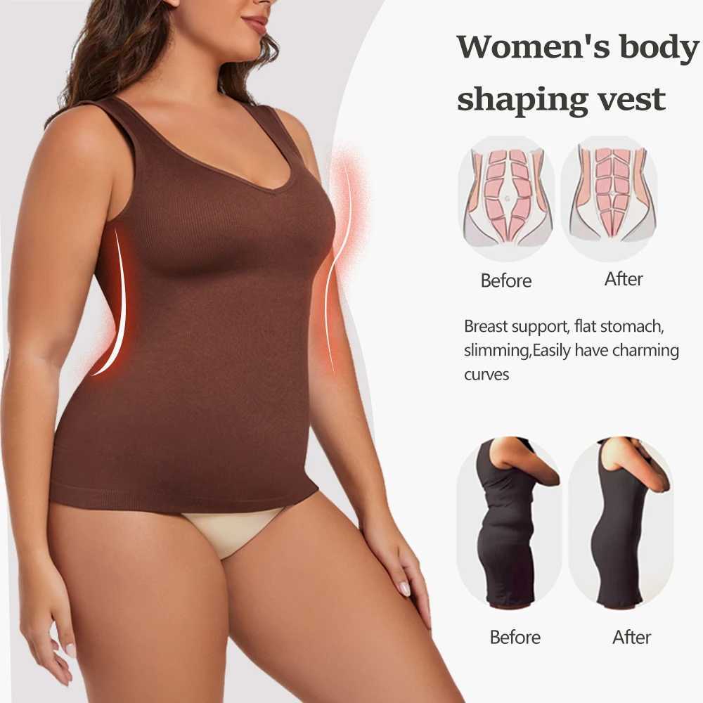 Womens V-neck Shaper Tank Top S-3XL Tummy Control Shapewear Vest New Thin Waist Underwear Solid Color Body Shaper New in W250616