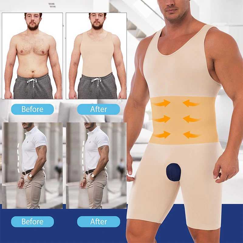 Mens Full Body Shaper Smoothing Compression Bodysuit Waist Trainer Hip Enhancer Tummy Control Underwear Shapewear for Men W250616