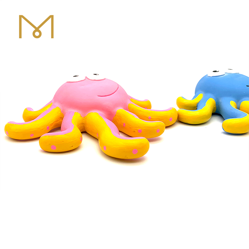 Latex Rubber Squeaky Dog Toy Jellyfish Shaped Chewy Natural Dental Non Toxic Chewing Dog Toys 2pcs/Pack