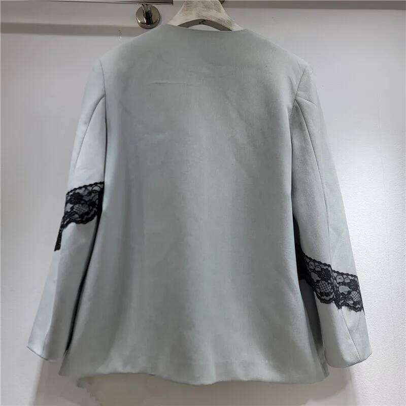 WTHT Trendy New Women Colorful Graffiti Spliced Lace Design Blazer 2025 Spring Fashion Lapel Long Sleeves Jacket Female 1LS1171