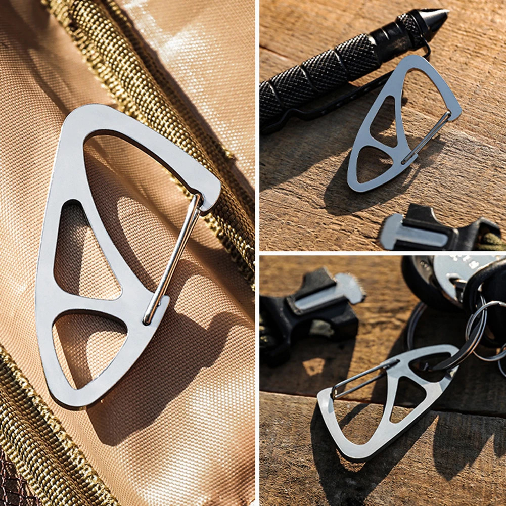 Keychain Carabiner Stainless Steel Climbing Hook Key Ring Holder Men Gift Travelling Easy Carrying Portable Parts 250611