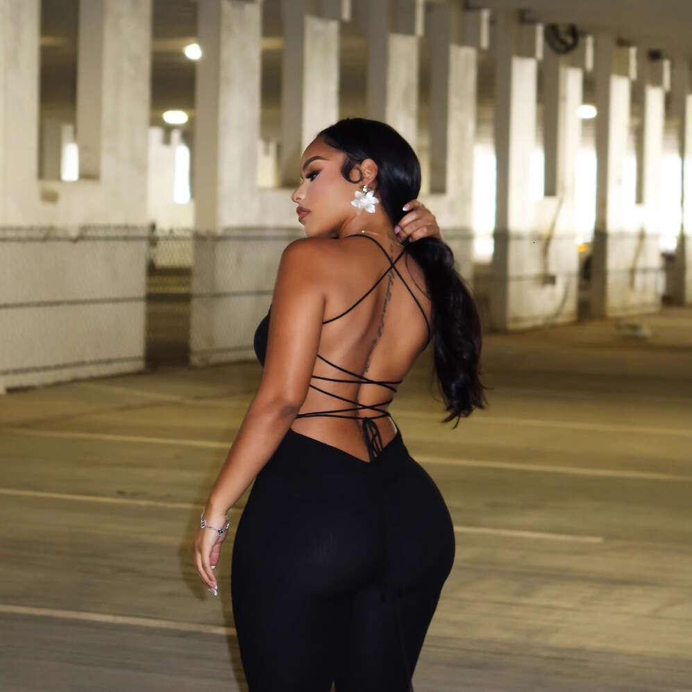 Summer New Women's Fashion Sexy Solid Color Strapless Backless Slim Fit Jumpsuit B5