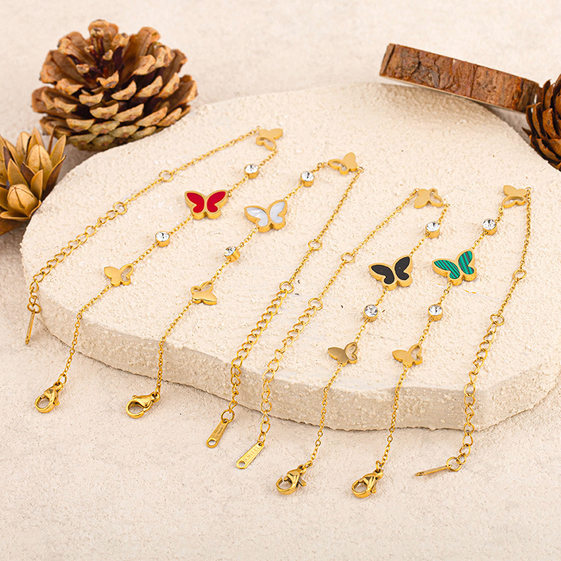 Fashionable Light Dia-Studded Shell Butterfly Bracelet for Women, Simple Titanium Steel, Non-Fading, Versatile, High-End Sense Jewelry